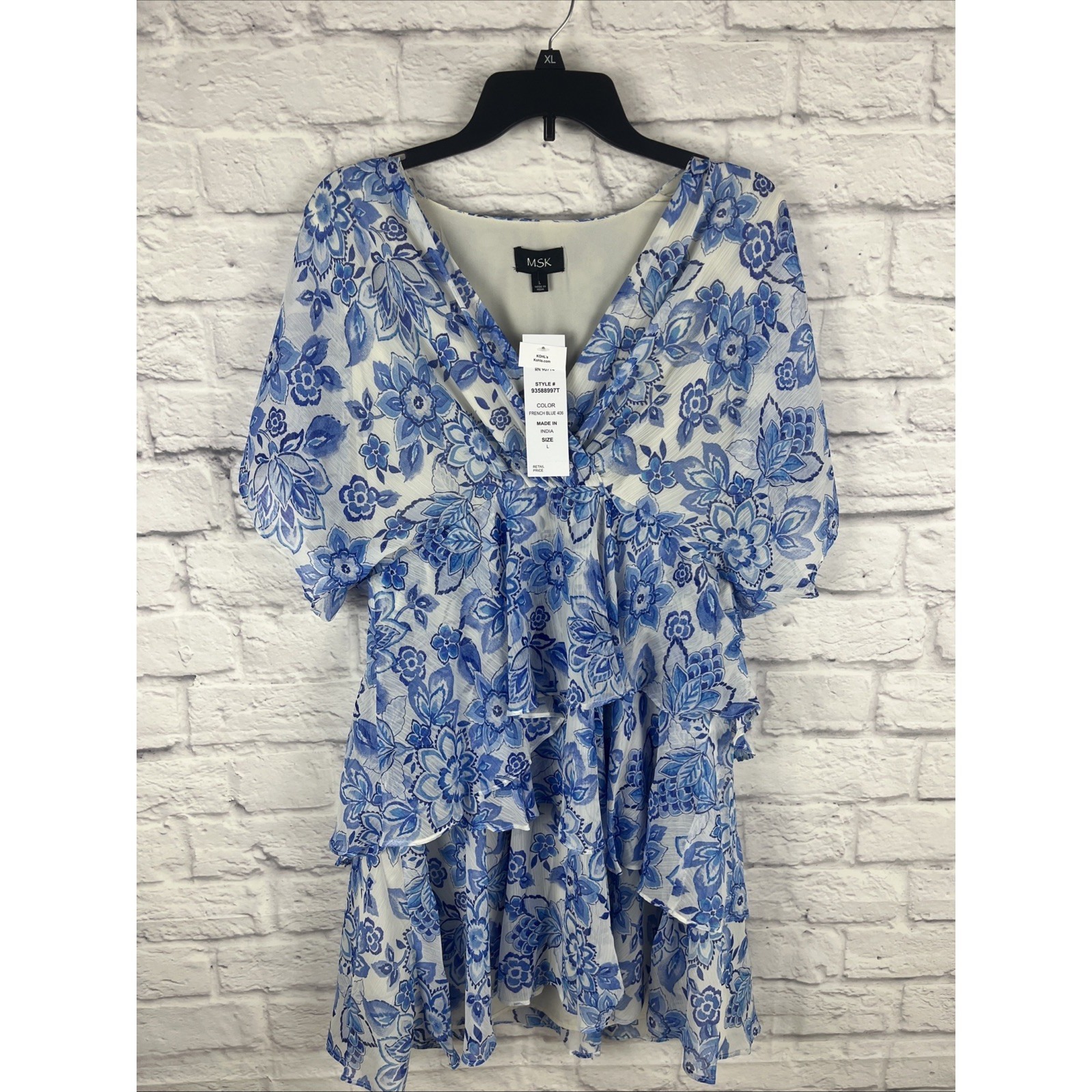 Msk Women's Nwt Cottagecore Romantic Dolman Sleeve Tiered Ruffle Dress Size L